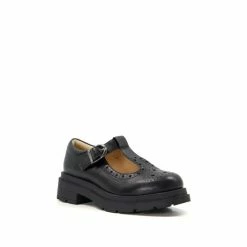 Dune London Girls Leather Star Engraved Black T Bar Shoes -Dune London Sales unnamed file 817