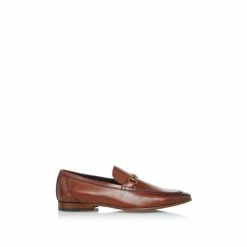 Dune London Brown Santino Woven Trim Loafers