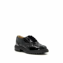 Alternative view of Dune London Girls Leather Tracker Sole Black Brogue Shoes