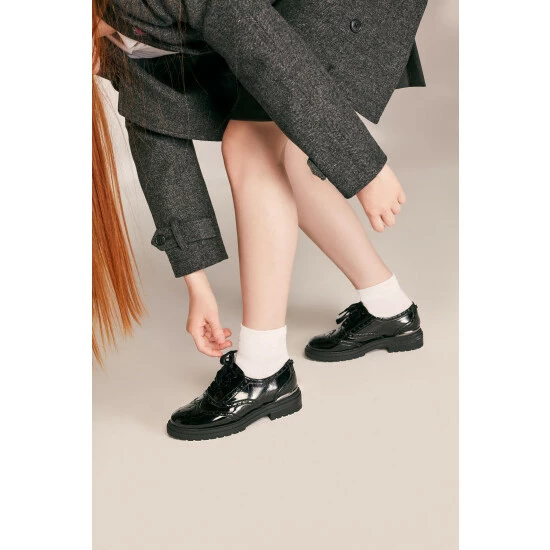 Dune London Girls Leather Tracker Sole Black Brogue Shoes 8 Dune London Girls Leather Tracker Sole Black Brogue Shoes - Image 6