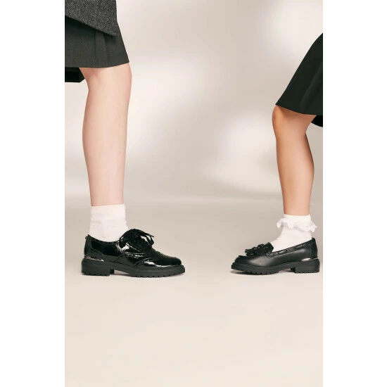 Dune London Girls Leather Tracker Sole Black Brogue Shoes 9 Dune London Girls Leather Tracker Sole Black Brogue Shoes - Image 7