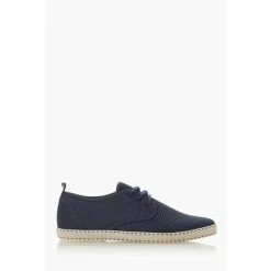 Dune London Blue Flash Mesh Lace-Up Espadrilles