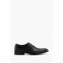 Dune London Black Secrecy Blind Seam Toe Cap Wide Fit Oxford Shoes