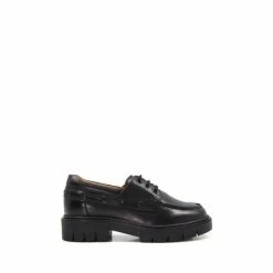 Dune London Girls Leather Chunky Lace Up School Black Shoes