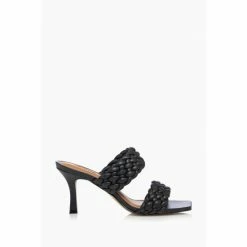 Dune London Moritz T Padded Weave Strap Black Mules