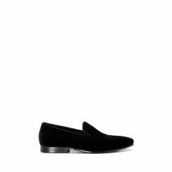Dune London Scenics Plain Velvet Black Slippers