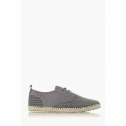 Dune London Grey Flash Mesh Lace-Up Espadrilles