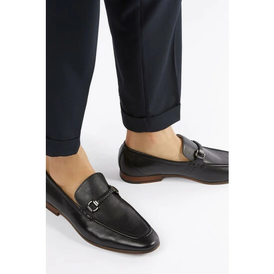Dune London Black Santino Woven Trim Loafers 7 Dune London Black Santino Woven Trim Loafers - Image 5