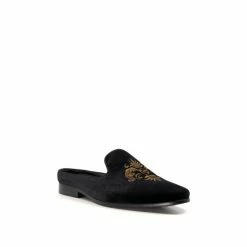 Alternative view of Dune London Shamar Backless Crest Black Loafers